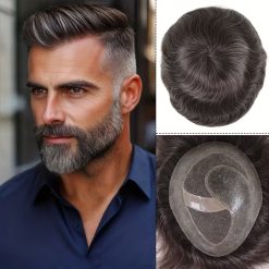 Men’s Brown White Toupee Hairpiece